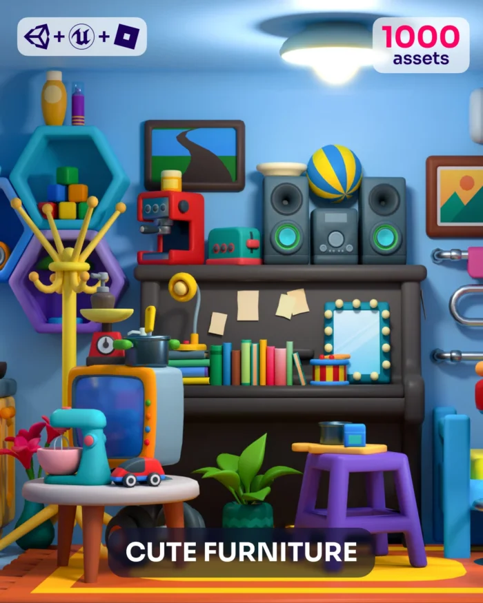 Cute Furniture Low Poly Asset Pack