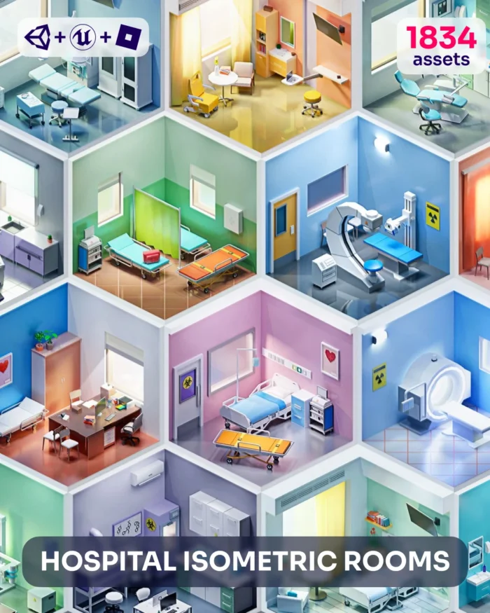 Hospital isometric rooms: 3d hospital models, 3d hospital interior