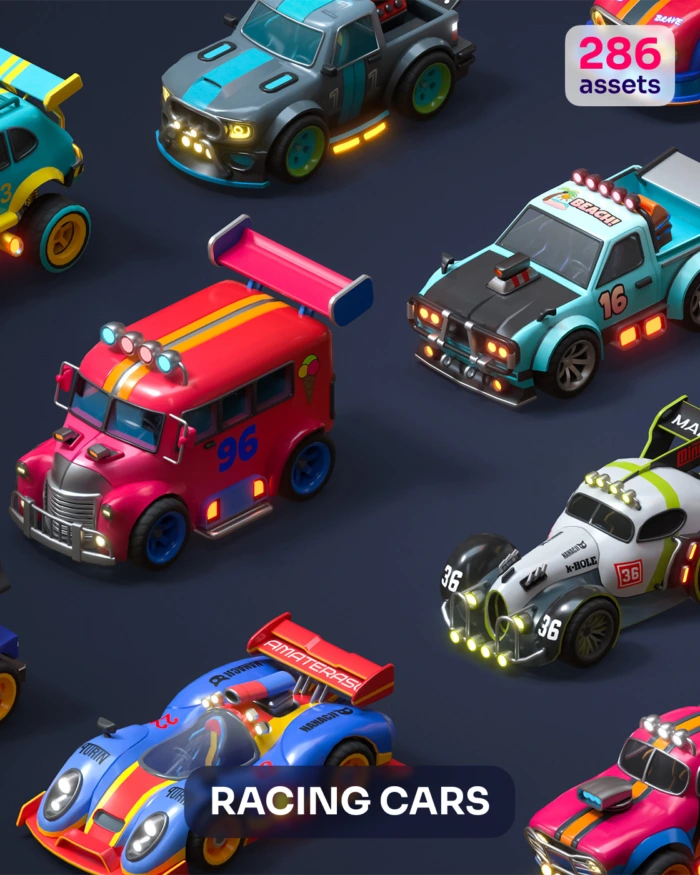 Preview Image for Racing Cars Low-Poly Asset Pack