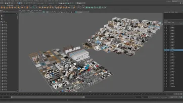 Maya interior model library with Unity interior assets featuring complete room scenes and modular furniture components for game development and visualization