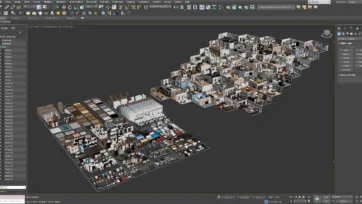 3ds Max interior model collection featuring detailed room model kits with comprehensive furniture and material libraries for professional design projects