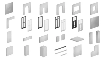 Architectural wall components including windows, doors and openings - essential Unity interior assets for 3D room model construction