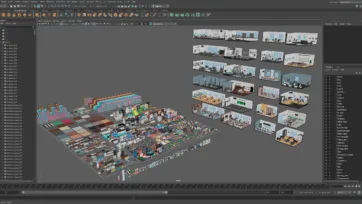 Maya 3D office models complete furniture collection for professional office design and architectural visualization