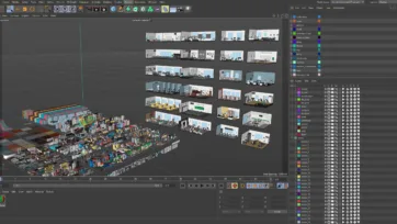 Cinema4D 3D office models complete collection featuring office furniture and room layouts for professional design