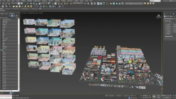 3ds Max interface with extensive 3d hospital room scenes and medical furniture models for professional rendering