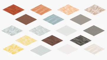 Flooring tiles and texture 3d materials collection with wood, stone and ceramic options for hospital interior design