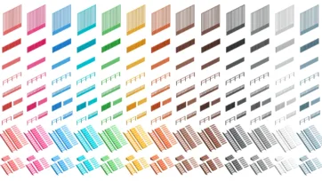Architectural railings and fencing 3d assets in various colors for building exterior and interior design