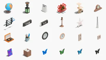 Office accessories and desk items 3d models with globe, lantern, clocks and organizational supplies for workspace design