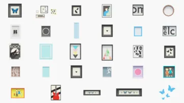 Decorative wall art frames 3d models featuring butterfly artwork and abstract designs suitable for hospital interior decoration