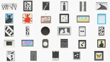 Wall art and picture frames 3d models collection with various artwork styles for hospital interior and residential decoration