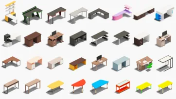 Office furniture 3d models for hospital administration including desks, workstations, conference tables, and professional furniture for medical facility offices