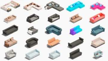Medical facility sofas and sectional seating 3d models including waiting room furniture, patient lounge areas, and comfortable hospital furniture for healthcare environments