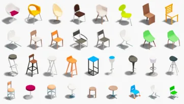 Hospital waiting room furniture 3d models including patient chairs, visitor seating, bar stools, and comfortable furniture for 3d hospital interior spaces