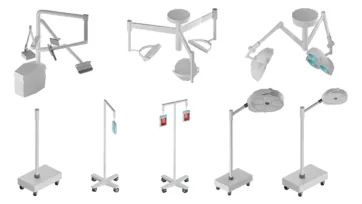 Surgical lighting systems and operating room equipment 3d hospital models featuring adjustable medical lights and specialized hospital 3d assets for surgical procedures