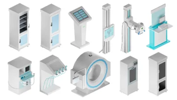 Professional medical equipment 3d models featuring MRI scanners, medical cabinets, diagnostic machines, and essential hospital 3d assets for healthcare facilities