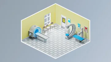 Advanced medical imaging center 3d hospital interior featuring MRI machine, CT scanner, and specialized hospital 3d models for diagnostic procedures