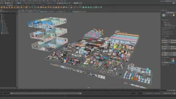 Maya 3D hospital scene featuring comprehensive medical facility layout and furnishing