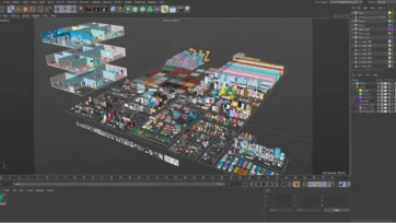 Cinema 4D hospital 3d models collection showing medical facility interior design