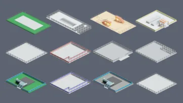 Collection of 3D low poly rocks, stones, caves and mountain terrain elements including moss-covered variations