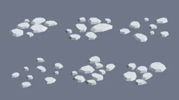 Low poly 3D village small rocks and pebbles collection in various sizes
