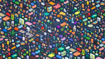 Complete collection of 3D low-poly furniture items including beds, chairs, tables, appliances and decorative objects in isometric view for game design