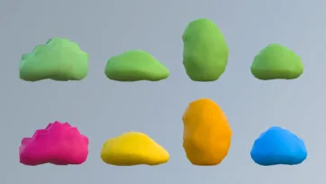 Low poly 3D colorful rocks and stones collection for natural environment and landscape decoration