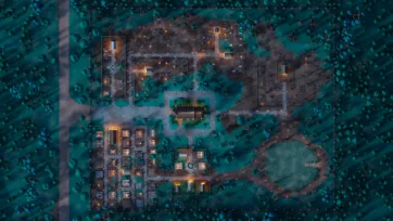 3D low poly top-down view of urban cemetery with grid layout and various memorial structures