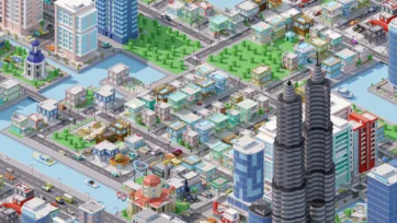 3D city pack featuring residential district with distinctive twin towers, varied housing types, and integrated community planning