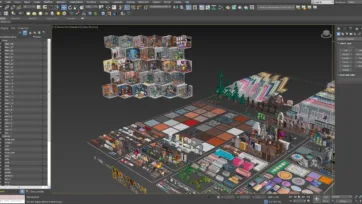 Autodesk Maya workspace featuring Magic Rooms 3D package with hexagonal room arrangement and detailed layer management for 3D artists