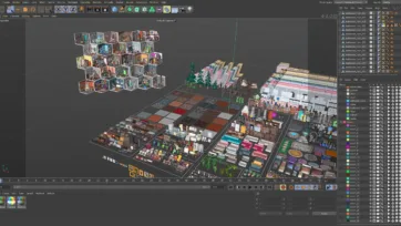 3ds Max interface showcasing Magic Rooms low-poly 3D package with detailed room models and comprehensive asset organization for designers