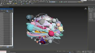 3ds Max software interface displaying complete low poly planets collection with layer explorer and viewport