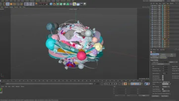 Cinema 4D software interface showing low poly planets collection in 3D viewport with project timeline