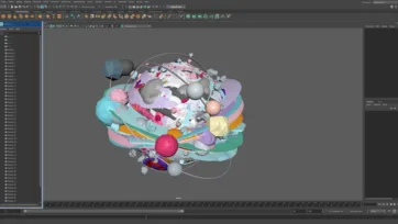 Maya 3D software interface displaying low poly planets collection with outliner and modeling tools visible
