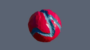 Patriotic low poly planet with red blue and white striped surface patterns in geometric flag-inspired design