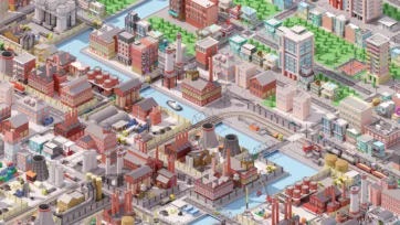 Industrial city 3D low poly vehicles collection including cars, trucks, buses, boats, planes and helicopters