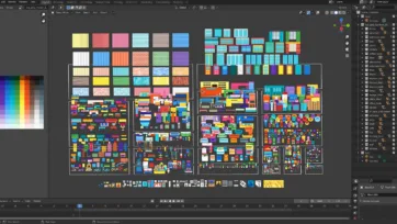 Complete 3D Furniture Bright low-poly collection overview in Blender showing all furniture categories including textures and materials