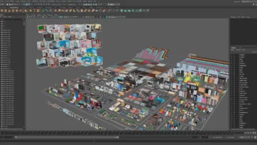 Interior 4 Maya project file featuring complete 3D scene setup with all furniture assets, room layouts, and professional workflow organization