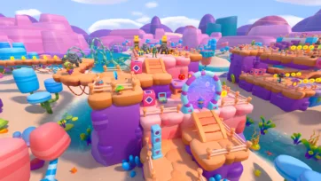 Adventure Land 3D low poly character on platform showcasing level design elements and environmental storytelling features