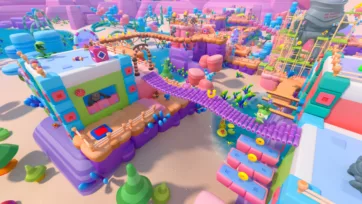 Adventure Land 3D low poly transportation system featuring colorful train tracks, platforms, and railway infrastructure elements