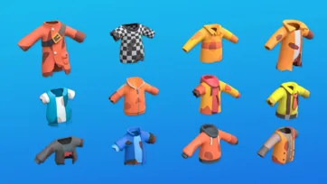 Selection of 3D low poly zombie jackets and outerwear in various styles and colors