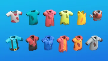 Variety of 3D low poly zombie shirts and top clothing items with different designs