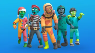 3D low poly zombie characters showcasing different outfit combinations and styles
