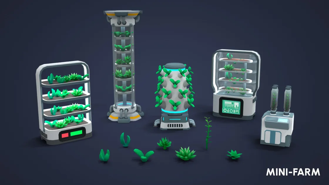 Vertical hydroponic farming systems with automated growing towers, plant specimens and laboratory cultivation equipment