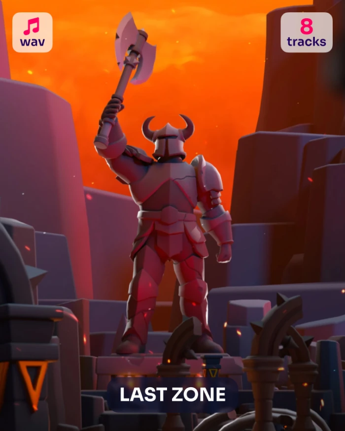 Knight in armor with axe in "Last Zone" game. 8 tracks.