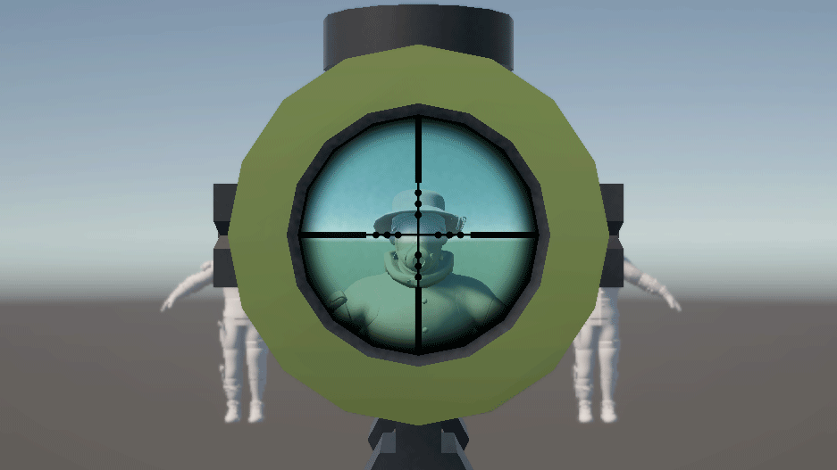 Unity optical scope aiming at a character model