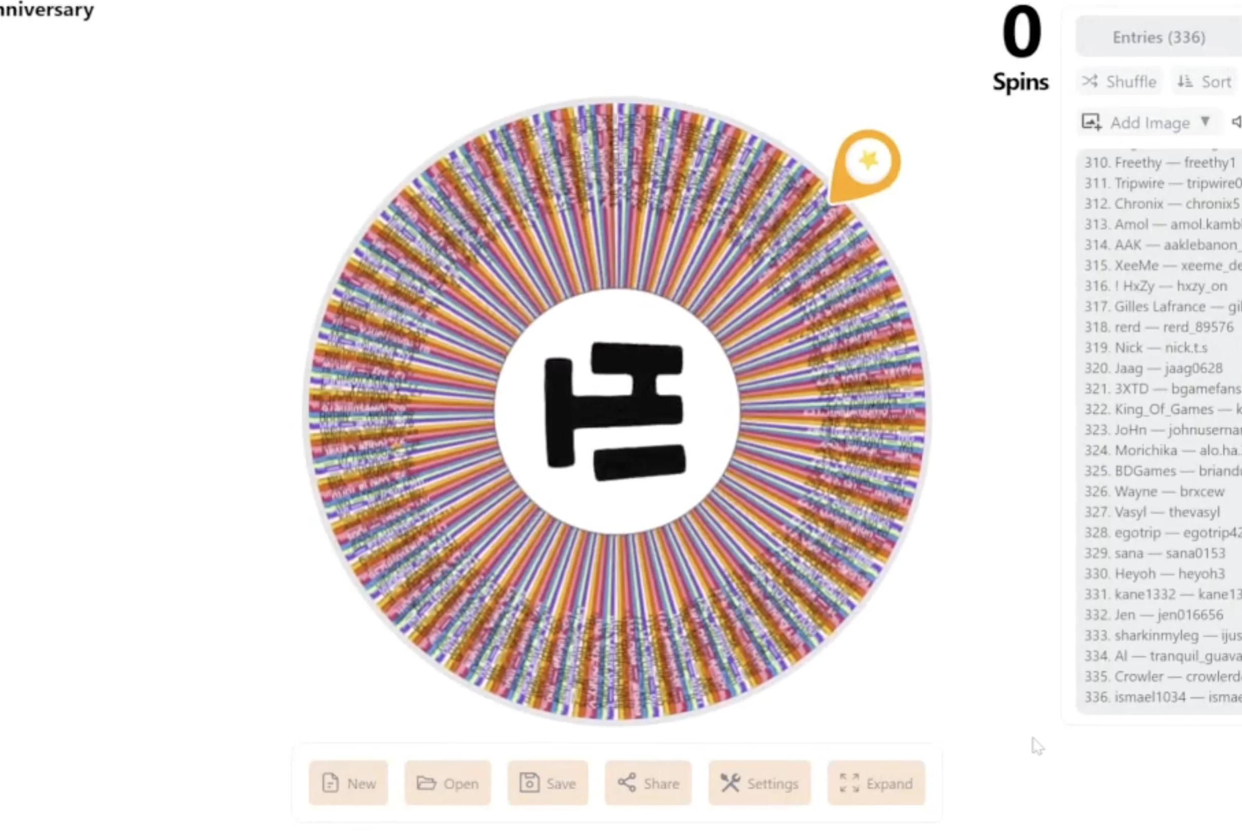 ITHappy Studios 6th Anniversary Giveaway wheel with winners list