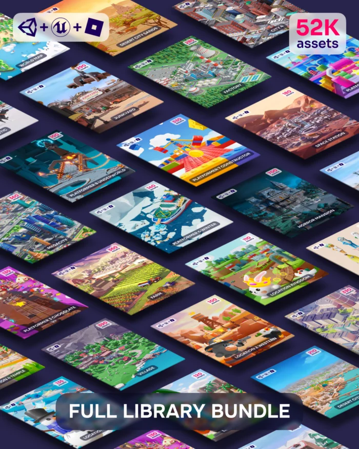 Unity and Unreal Engine 3D asset bundles for game development